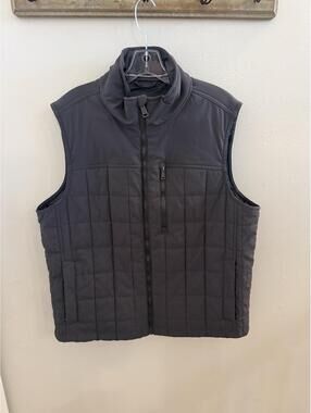 Orvis Mens Vest L Gray Quilted Full Zip Up Outdoor Hiking Lined Insulated